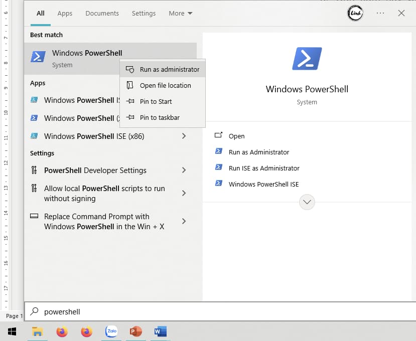 powershell run as admin