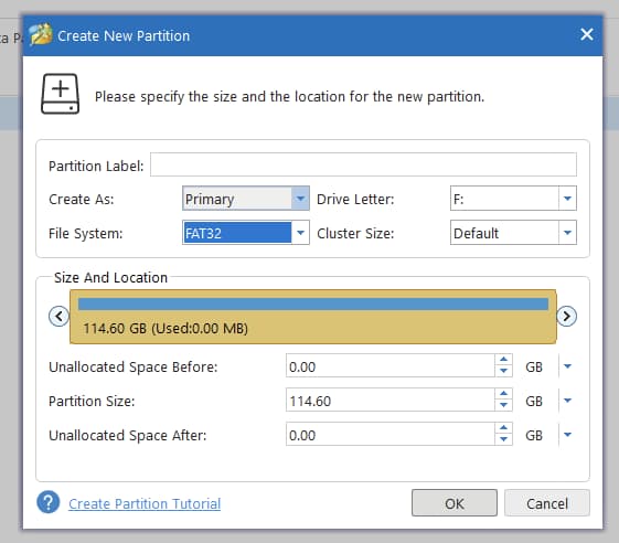 minitool new partition window