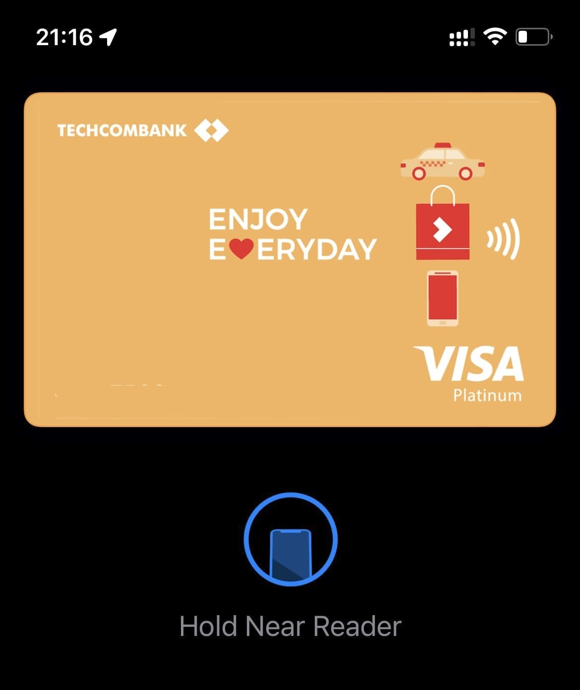 Apple Pay hold card near reader